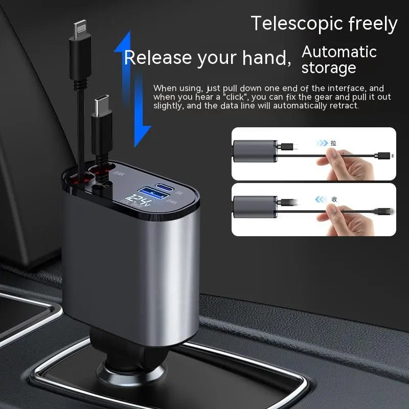 4-in-1 Retractable Fast Car Charger