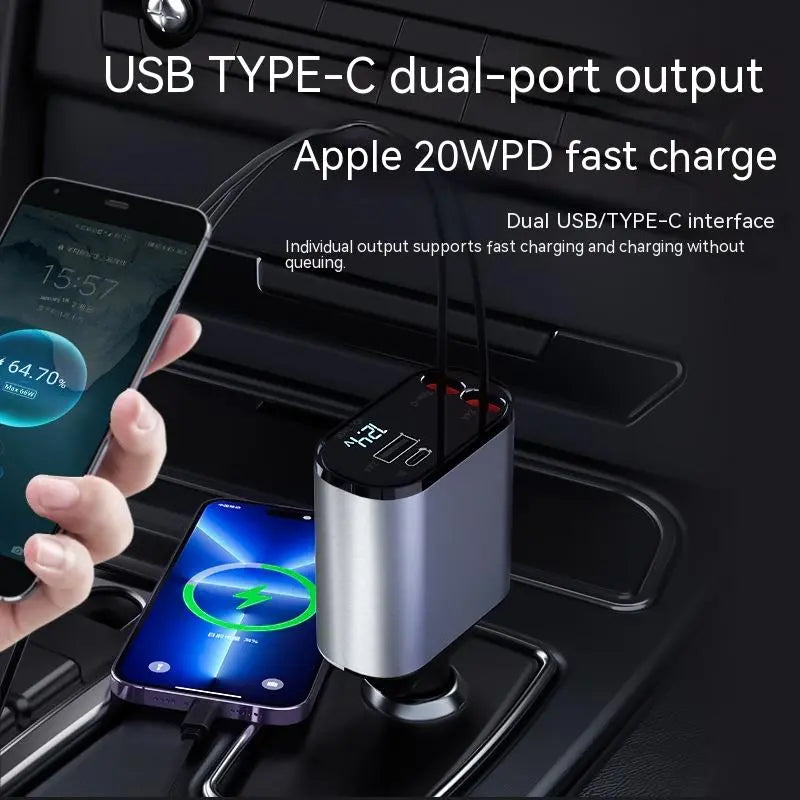 4-in-1 Retractable Fast Car Charger